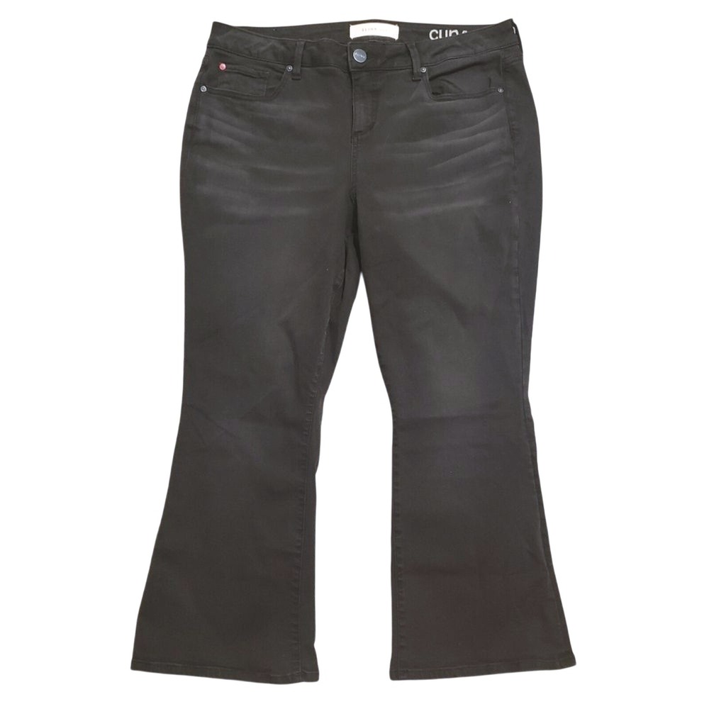 Slink NEW Plus 16 Curvy Black faded wash Crop Flare‎ Ankle Jeans Trendy